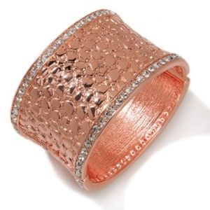 HSN Rosetone Croco & Clear Crystal 7 1/2" Cuff